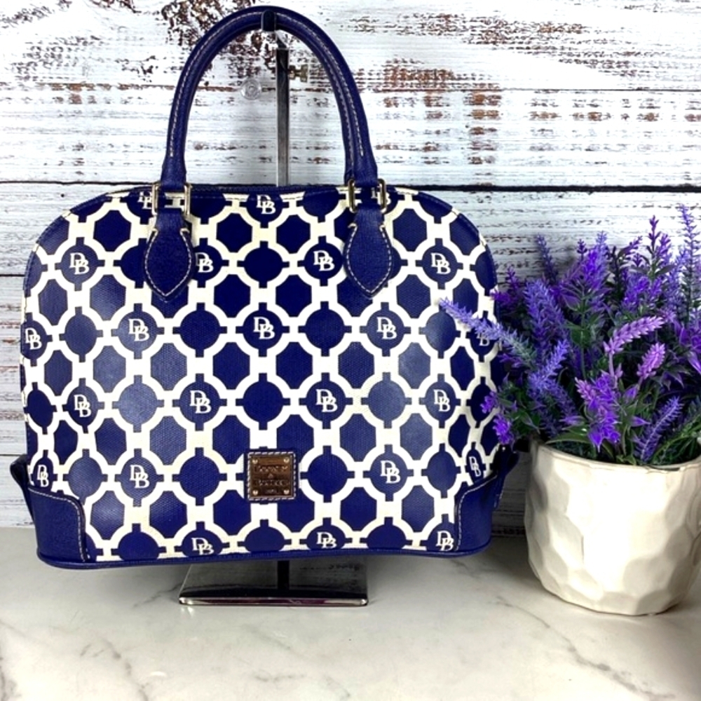Dooney & Bourke Sanibel Blue and White‎ coastal hand Bag beach vacation purse - Picture 3 of 16